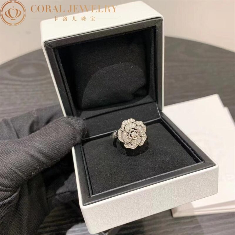 Chanel Bouton de Camélia J11188 Ring 18k White Gold Diamonds J11188 3
