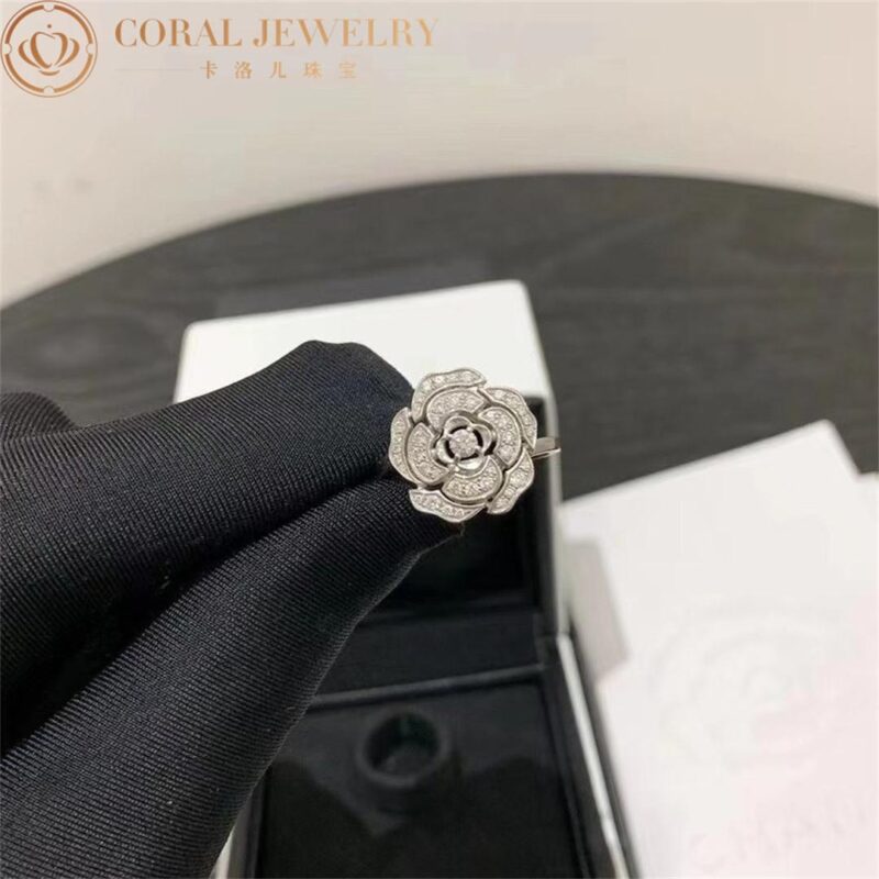 Chanel Bouton de Camélia J11188 Ring 18k White Gold Diamonds J11188 2