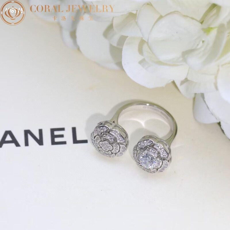 Chanel Bouton de Camélia J11810 Ring 18k White Gold Diamonds 5