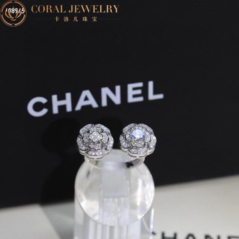 Chanel Bouton de Camélia J11810 Ring 18k White Gold Diamonds 4