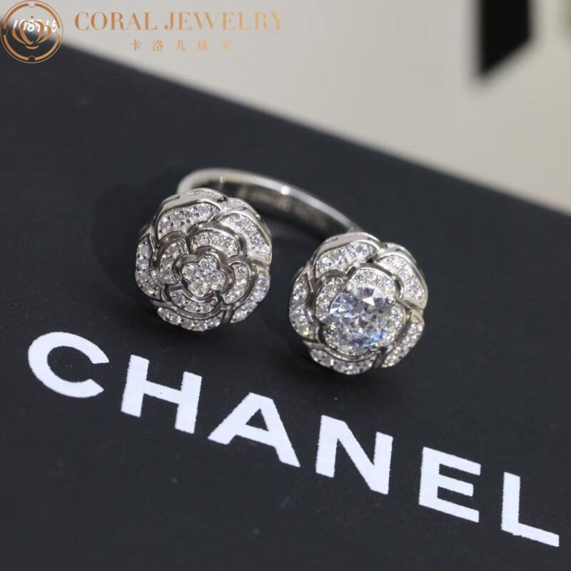 Chanel Bouton de Camélia J11810 Ring 18k White Gold Diamonds 2