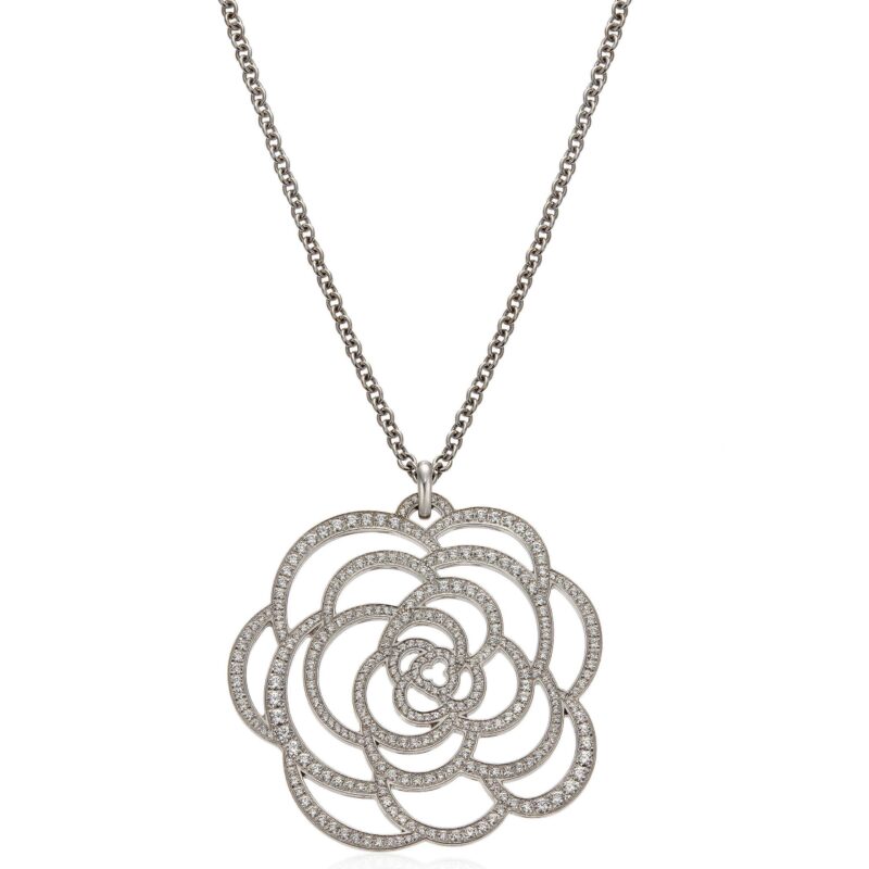 Chanel Camélia Ajouré J3010 Necklace 18k White Gold Diamonds 4