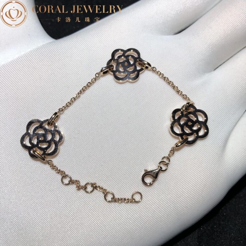 Chanel Camélias Ajourés J10577-RG Bracelet 18k Rose Gold 8