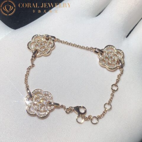 Chanel Camélias Ajourés J10578-RG Bracelet 18k Rose Gold Diamond 8