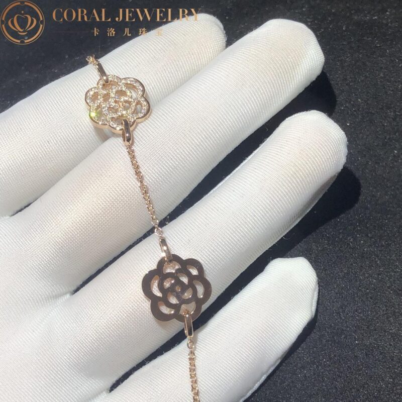 Chanel Camélias Ajourés J10578-RG Bracelet 18k Rose Gold Diamond 5