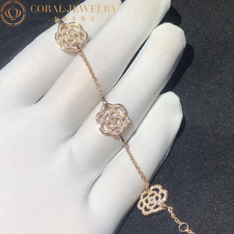 Chanel Camélias Ajourés J10578-RG Bracelet 18k Rose Gold Diamond 3