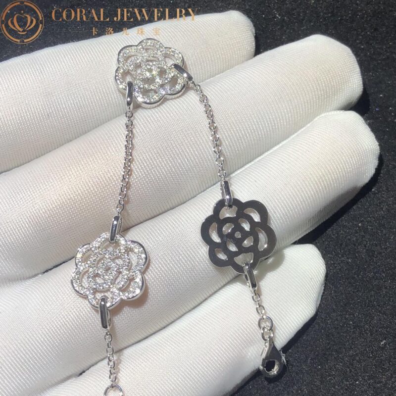 Chanel Camélias Ajourés J10578 Bracelet 18k White Gold Diamond 10