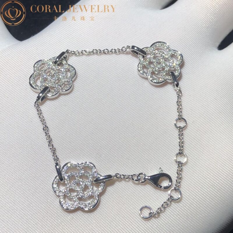 Chanel Camélias Ajourés J10578 Bracelet 18k White Gold Diamond 6