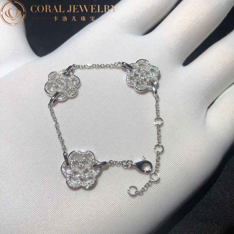 Chanel Camélias Ajourés J10578 Bracelet 18k White Gold Diamond 5