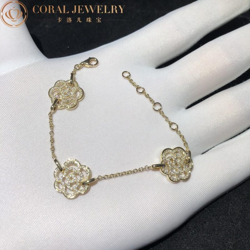 Chanel Camélias Ajourés J10578-YG Bracelet 18k Yellow Gold Diamond 3