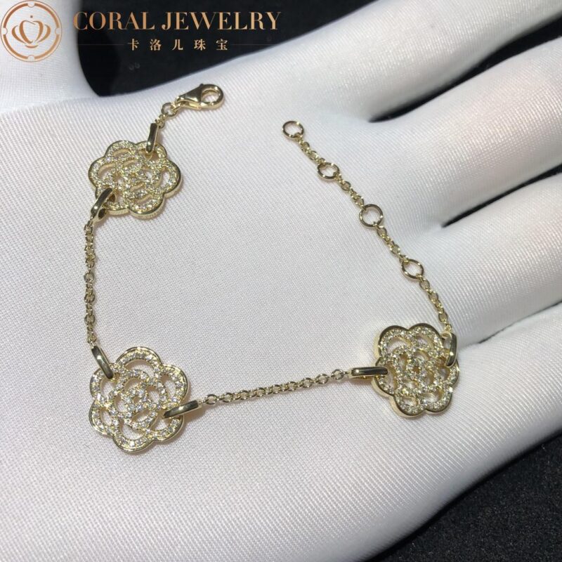 Chanel Camélias Ajourés J10578-YG Bracelet 18k Yellow Gold Diamond 2