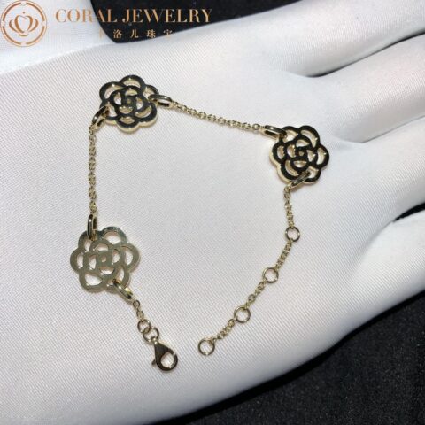 Chanel Camélias Ajourés J10577 Bracelet 18k Yellow Gold 9