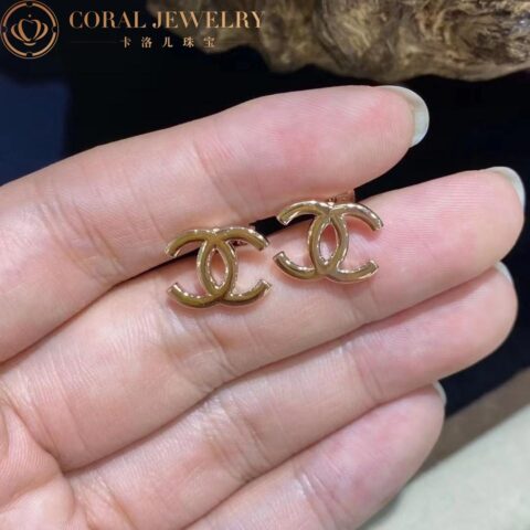 Chanel CC Logo Earrings Small Version 18k Rose Gold Earrings 6