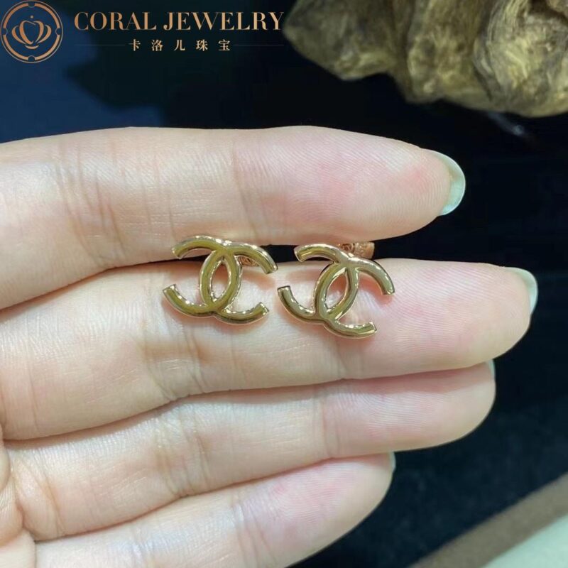 Chanel CC Logo Earrings Small Version 18k Rose Gold Earrings 4