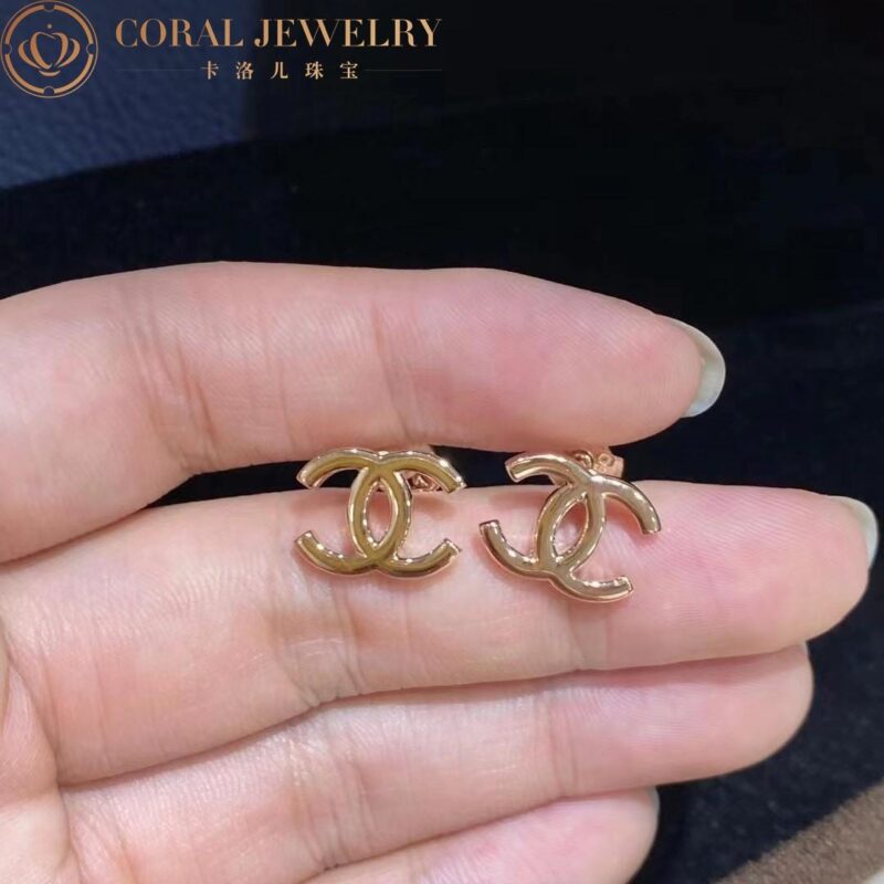 Chanel CC Logo Earrings Small Version 18k Rose Gold Earrings 3