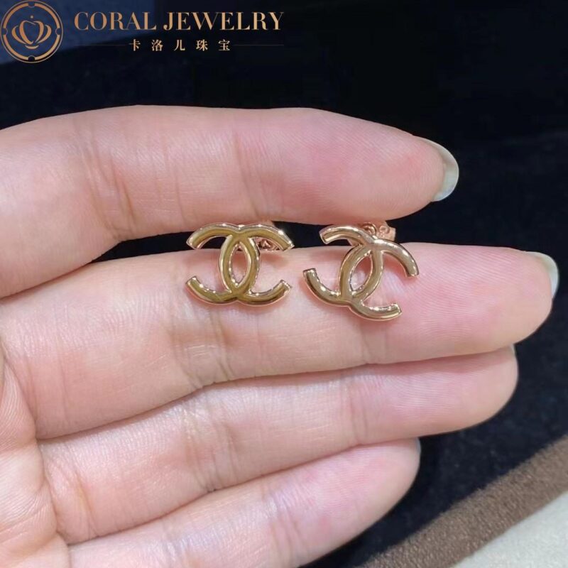 Chanel CC Logo Earrings Small Version 18k Rose Gold Earrings 2