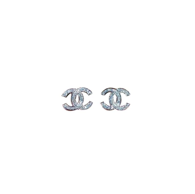 Chanel CC Logo Earrings Small Version 18k White Gold Diamonds 1