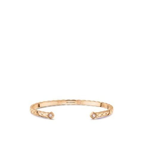 Chanel Coco Crush J11666 Bracelet Quilted Motif 18k Beige Gold Diamonds 1