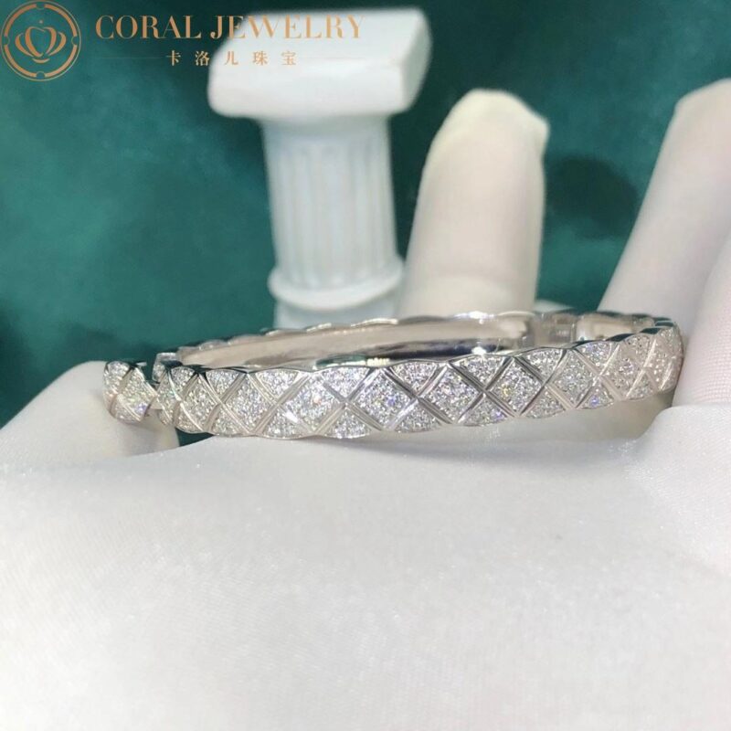 Chanel Coco Crush J11903 Bracelet Quilted Motif 18k White Gold Diamonds 6