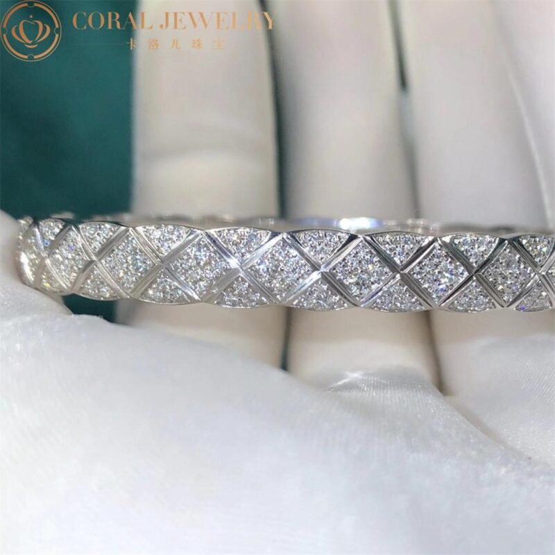 Chanel Coco Crush J11903 Bracelet Quilted Motif 18k White Gold Diamonds 4