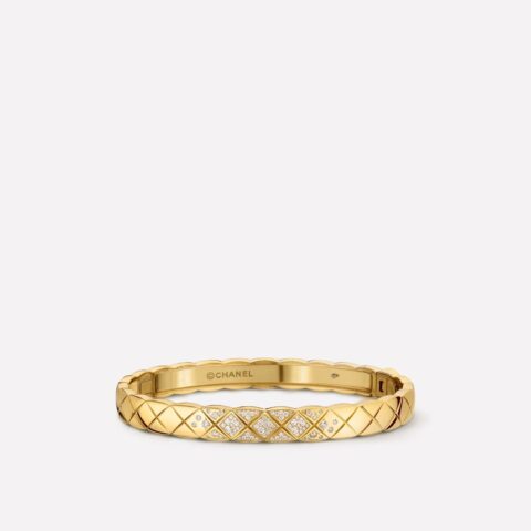 Chanel Coco Crush J11140 Bracelet Quilted Motif 18k Yellow Gold Diamonds 1