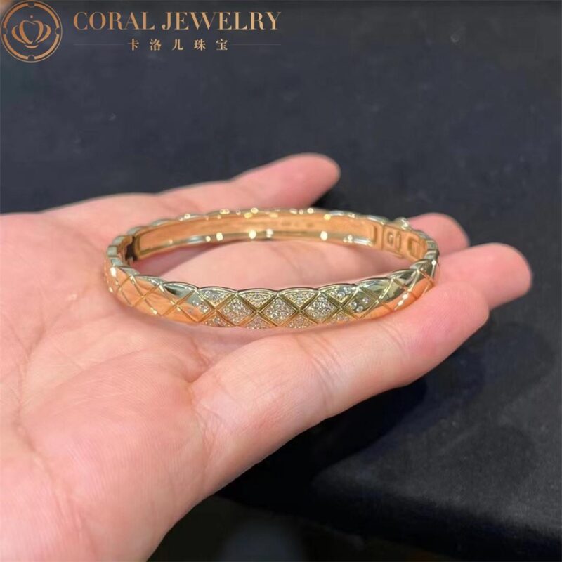 Chanel Coco Crush J11140 Bracelet Quilted Motif 18k Yellow Gold Diamonds 5