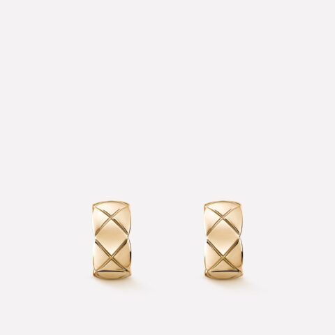 Chanel Coco Crush J11754 Earrings Quilted Motif 18k Beige Gold 1