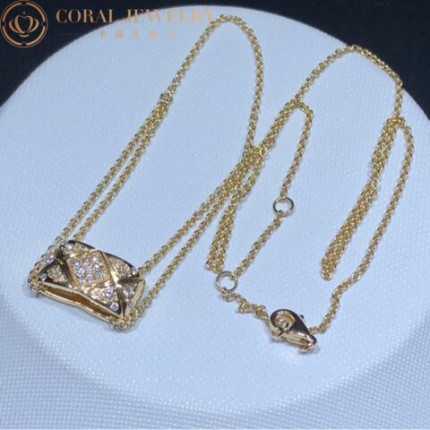Chanel Coco Crush J11359 Necklace Quilted Motif 18k Yellow Gold Diamond 12