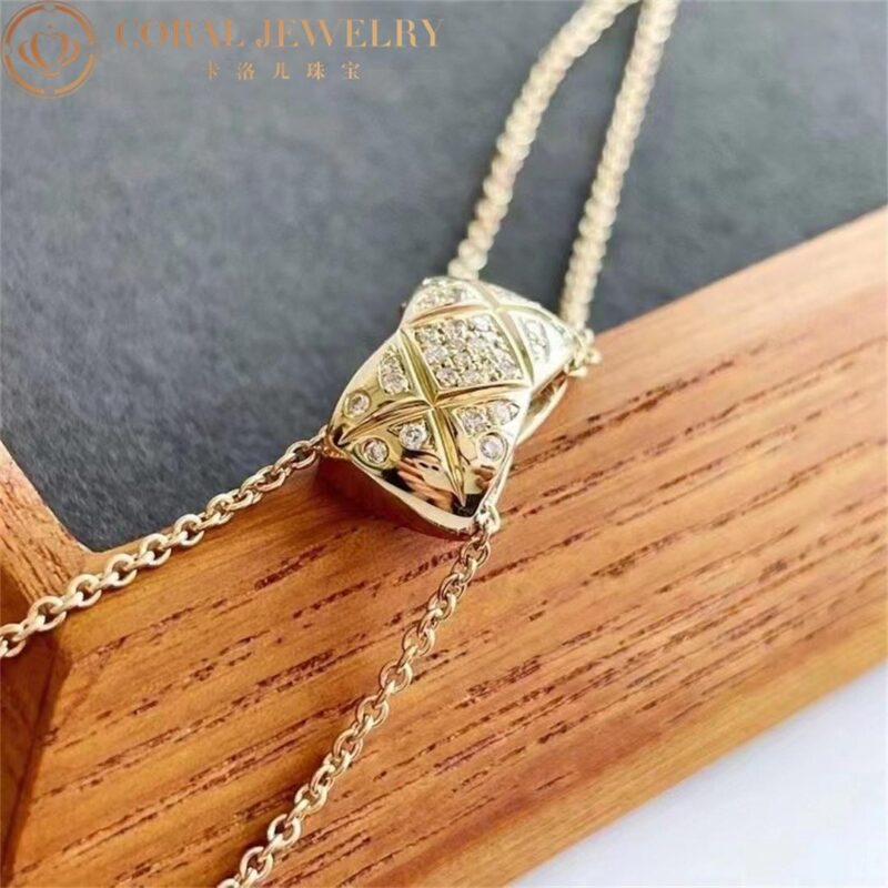 Chanel Coco Crush J11359 Necklace Quilted Motif 18k Yellow Gold Diamond 8