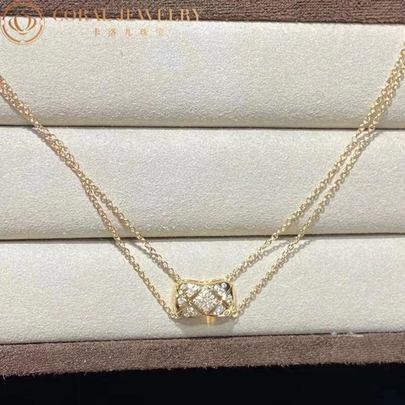 Chanel Coco Crush J11359 Necklace Quilted Motif 18k Yellow Gold Diamond 5