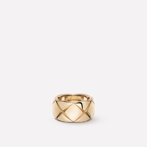 Chanel Coco Crush Ring J10818 Quilted Motif Large Version 18k Beige Gold 1