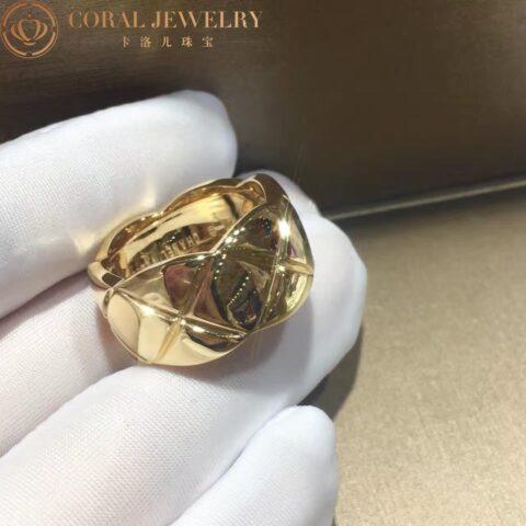 Chanel Coco Crush Ring J10818 Quilted Motif Large Version 18k Beige Gold 6