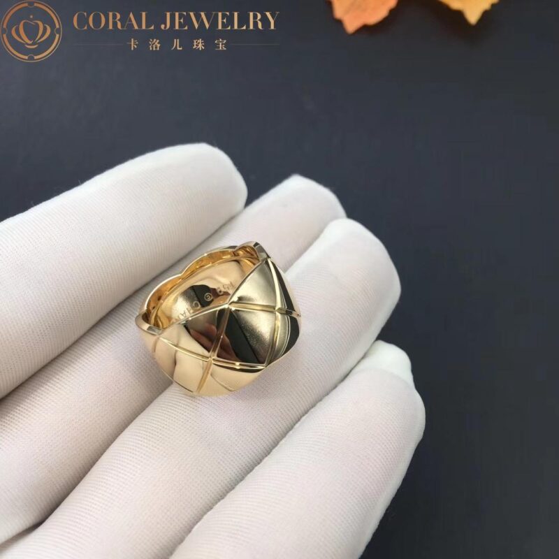 Chanel Coco Crush Ring J10574 Quilted Motif Large Version 18k Yellow Gold 2