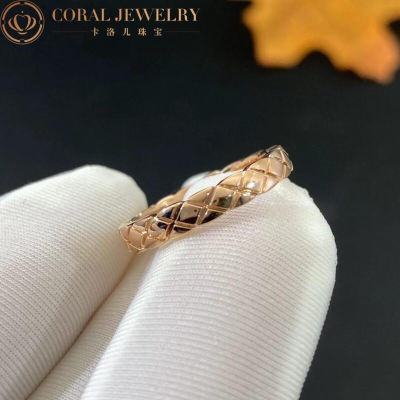 Chanel Coco Crush Ring J11785 Quilted Motif Mini Version 18k Beige Gold 3