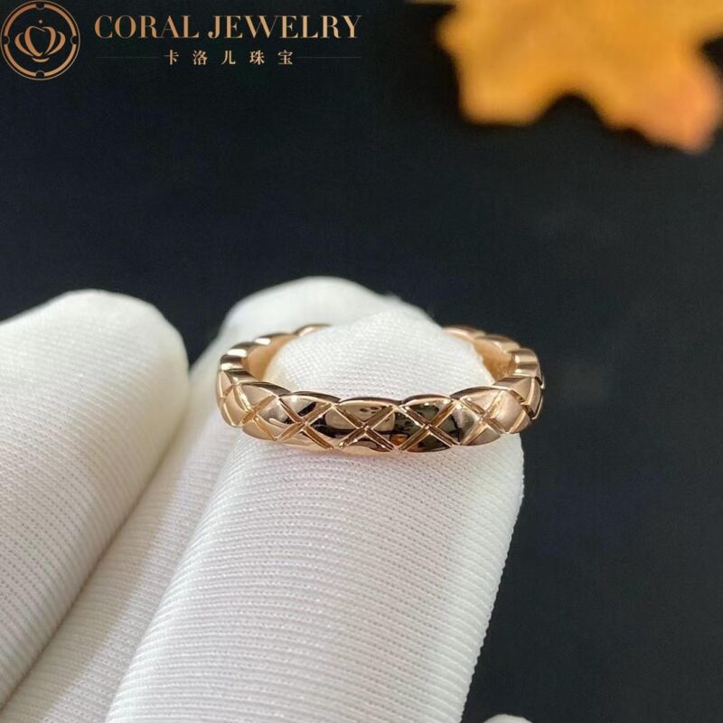 Chanel Coco Crush Ring J11785 Quilted Motif Mini Version 18k Beige Gold 2