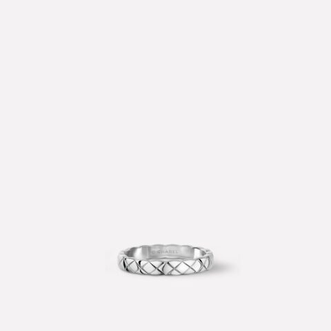 Chanel Coco Crush Ring J11793 Quilted Motif Mini Version 18k White Gold 1