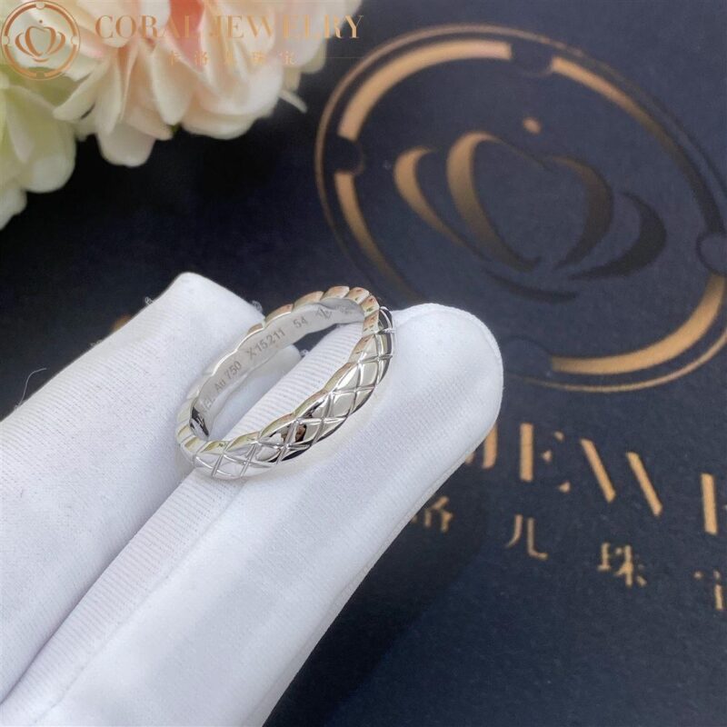 Chanel Coco Crush Ring J11793 Quilted Motif Mini Version 18k White Gold 2