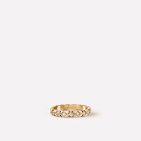 Chanel Coco Crush Ring J11786 Quilted Motif Mini Version 18k Yellow Gold Diamonds 1