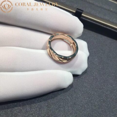 Chanel Coco Crush J10817 Ring Quilted Motif Small Version 18k Beige Gold 5