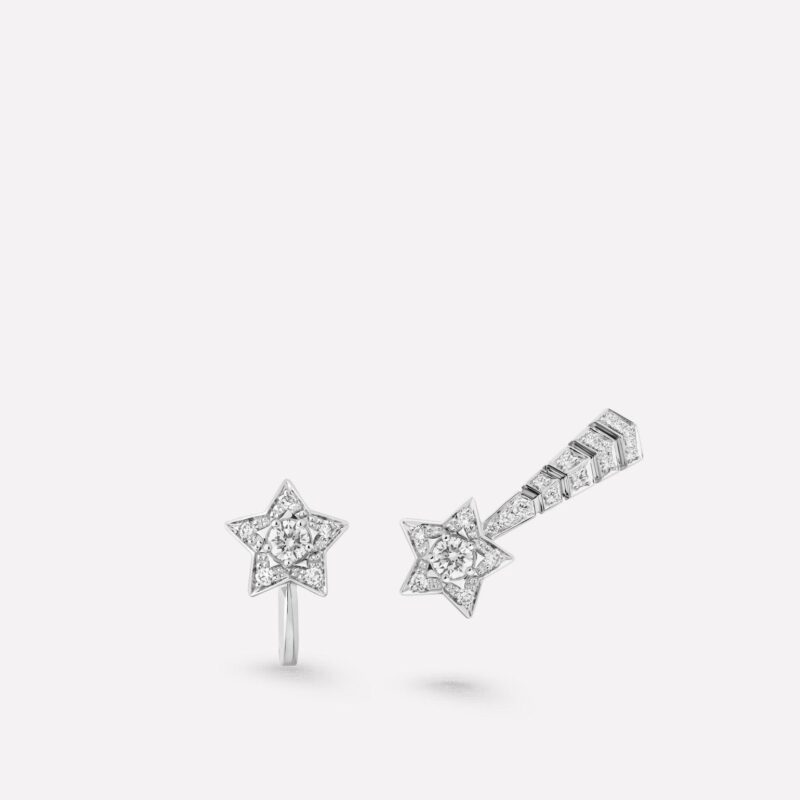 Chanel Comète Chevron J11464 Earrings 18k White Gold Diamonds 1