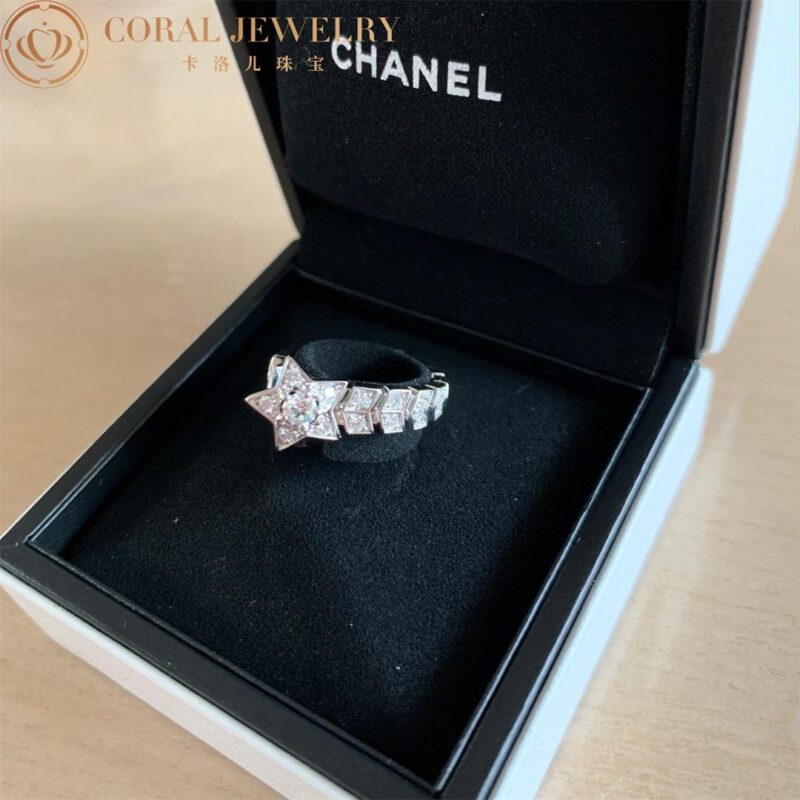 Chanel Comète Chevron J11457 Ring 18k White Gold Diamonds 10