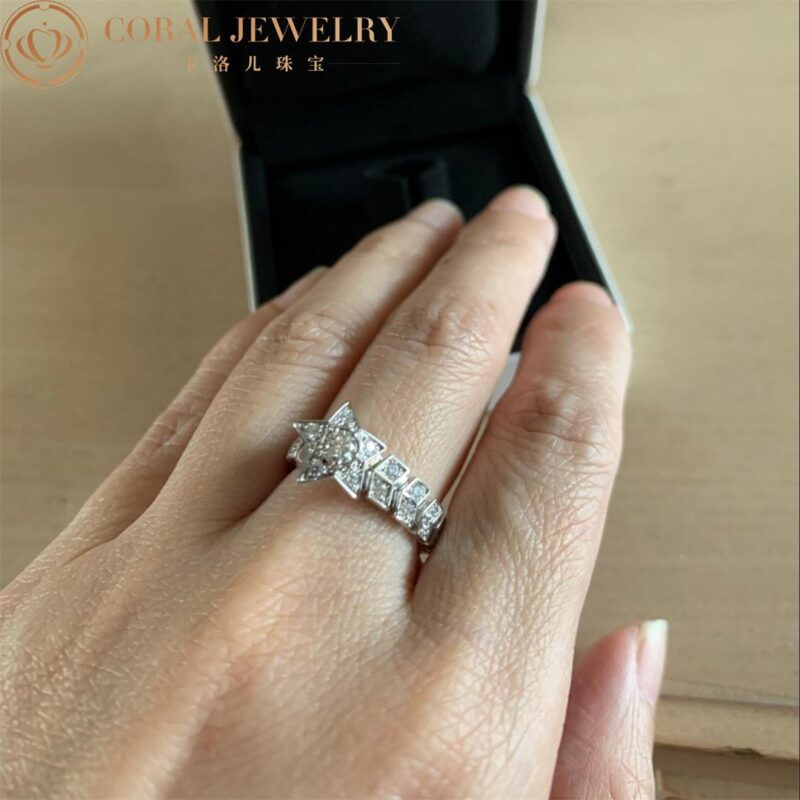 Chanel Comète Chevron J11457 Ring 18k White Gold Diamonds 6