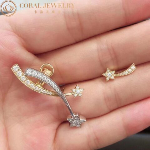 Chanel Comète Étoile Filante J11731 Earrings 18k White and Yellow Gold Diamonds 7