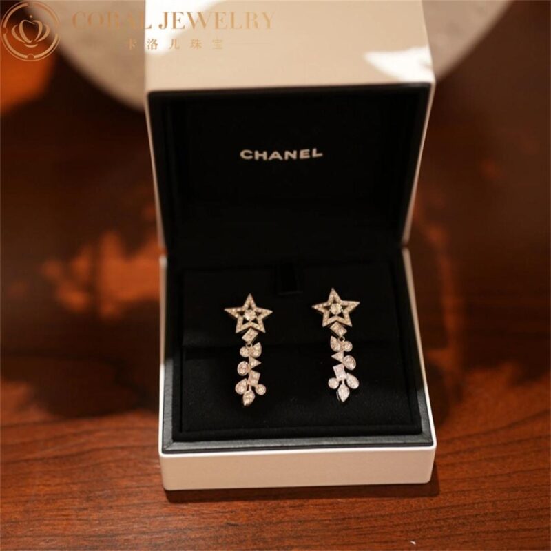 Chanel Comète Étoile Filante J4124 Earrings 18k White Gold Diamonds 8