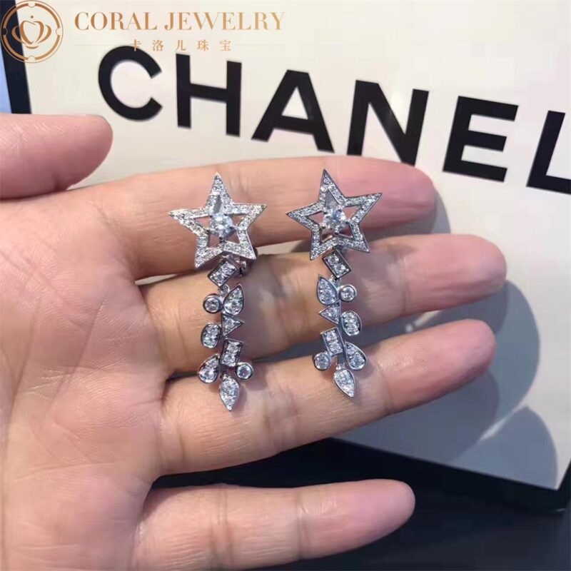 Chanel Comète Étoile Filante J4124 Earrings 18k White Gold Diamonds 2