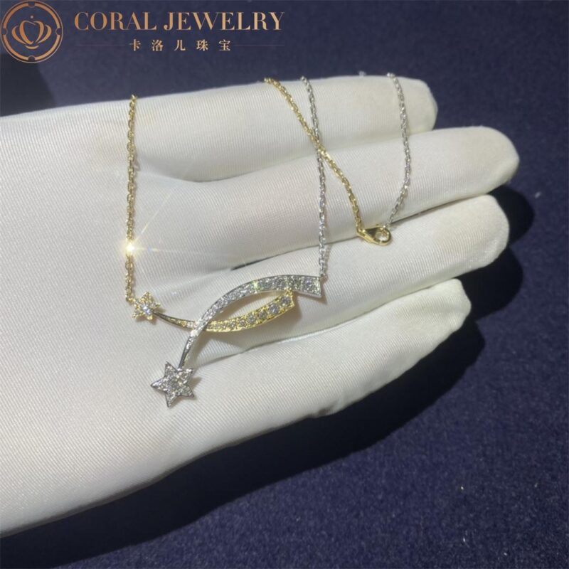 Chanel J11730 Comète Étoile Filante Necklace 18k White and Yellow Gold Diamonds 3