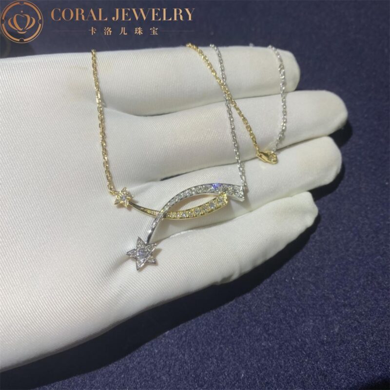 Chanel J11730 Comète Étoile Filante Necklace 18k White and Yellow Gold Diamonds 6