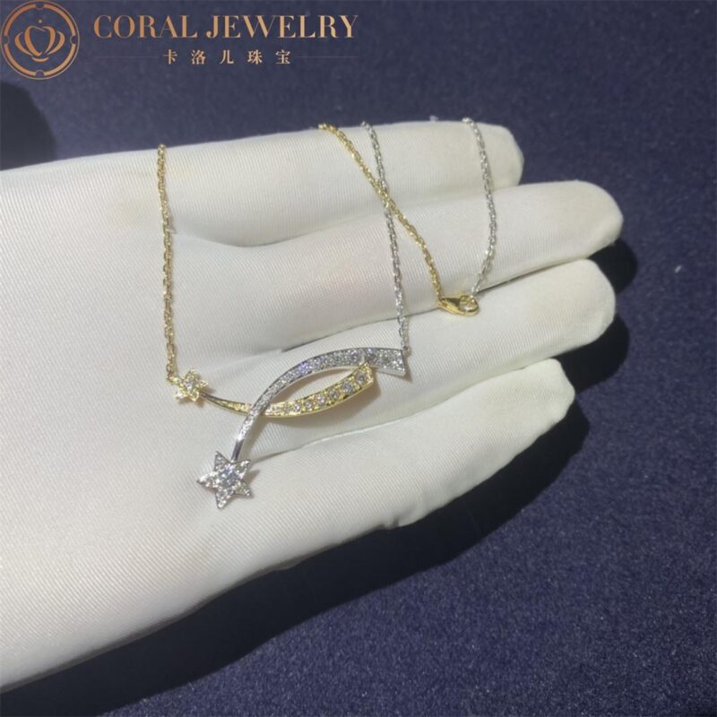 Chanel J11730 Comète Étoile Filante Necklace 18k White and Yellow Gold Diamonds 5