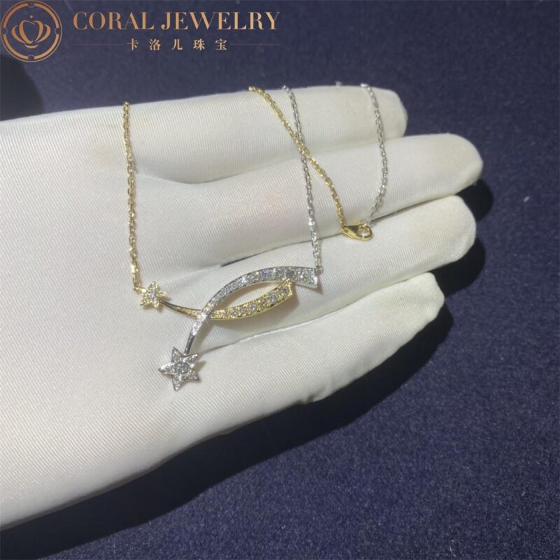 Chanel J11730 Comète Étoile Filante Necklace 18k White and Yellow Gold Diamonds 4