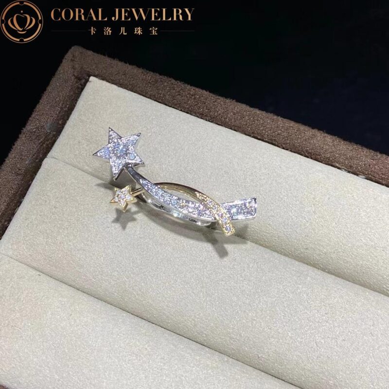 Chanel Comète Étoile Filante J10866 Ring 18k White and Yellow Gold Diamonds 4